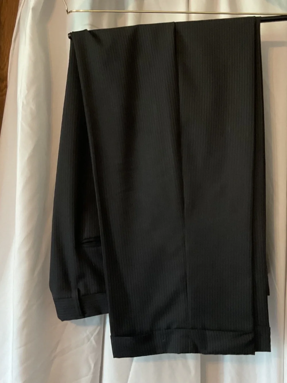 Hart Schaffer Marx Black Pinstripe Suite